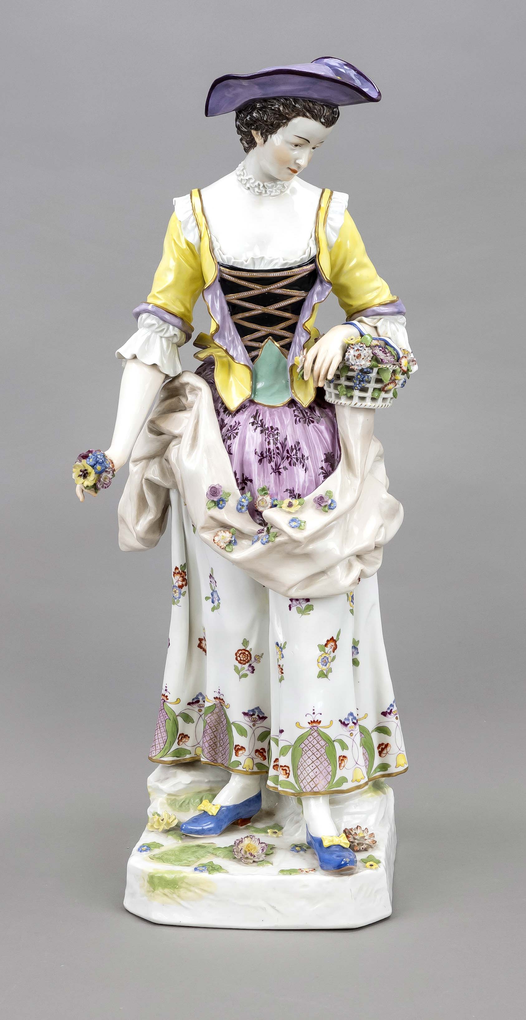 Large figure of a gardener, w. Meissen, crossed swords mark, 20th century, design by Johann Carl