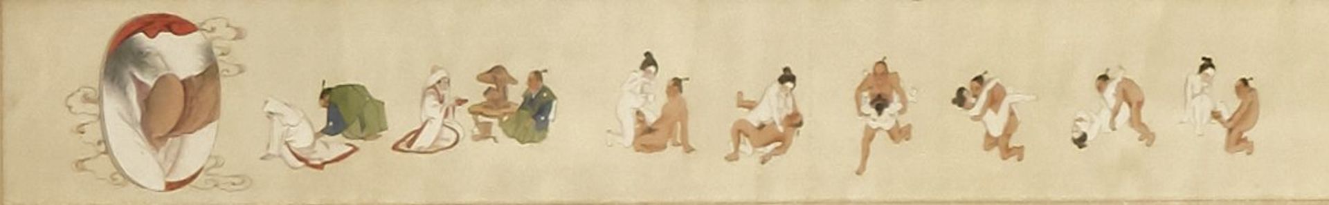 Scroll painting, Japan, 18th/19th century, painting on silk, traces of old mounting, framed under - Image 2 of 5