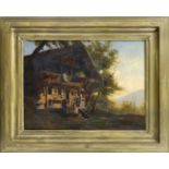 Unidentified Munich artist 2nd half 19th century, idyllic life on a mountain farm with figural