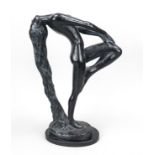 Klara Sever (*1935), female nude with long hair, black painted clay (?), inscribed ''Austin