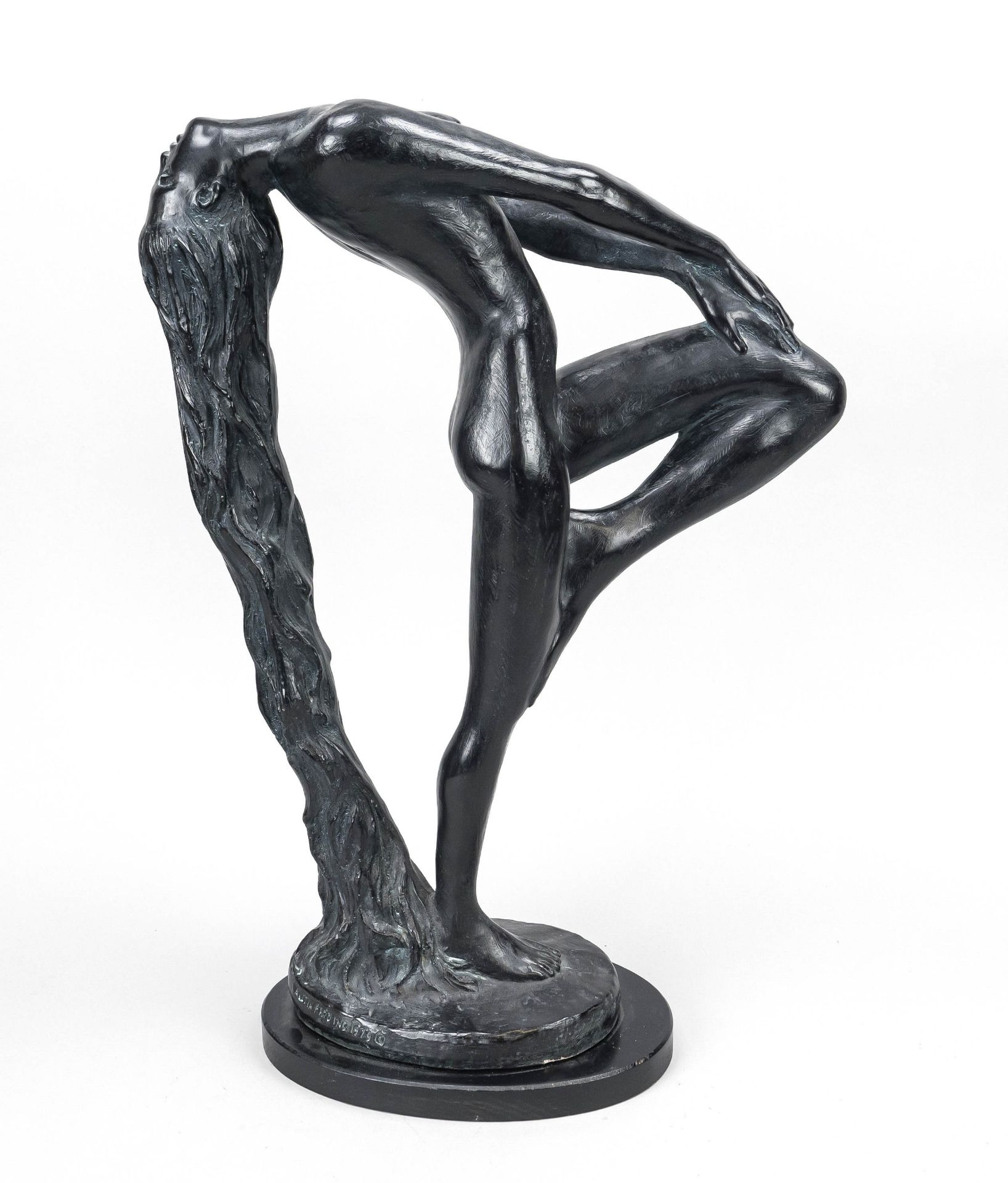 Klara Sever (*1935), female nude with long hair, black painted clay (?), inscribed ''Austin