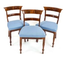 Set of three Biedermeier chairs, c. 1830, mahogany, restored, polished, 83 x 50 x 42 cm - The