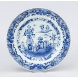 Plate with cobalt blue garden decoration, China, 17th/18th century, rim slightly chipped, d. 23.5