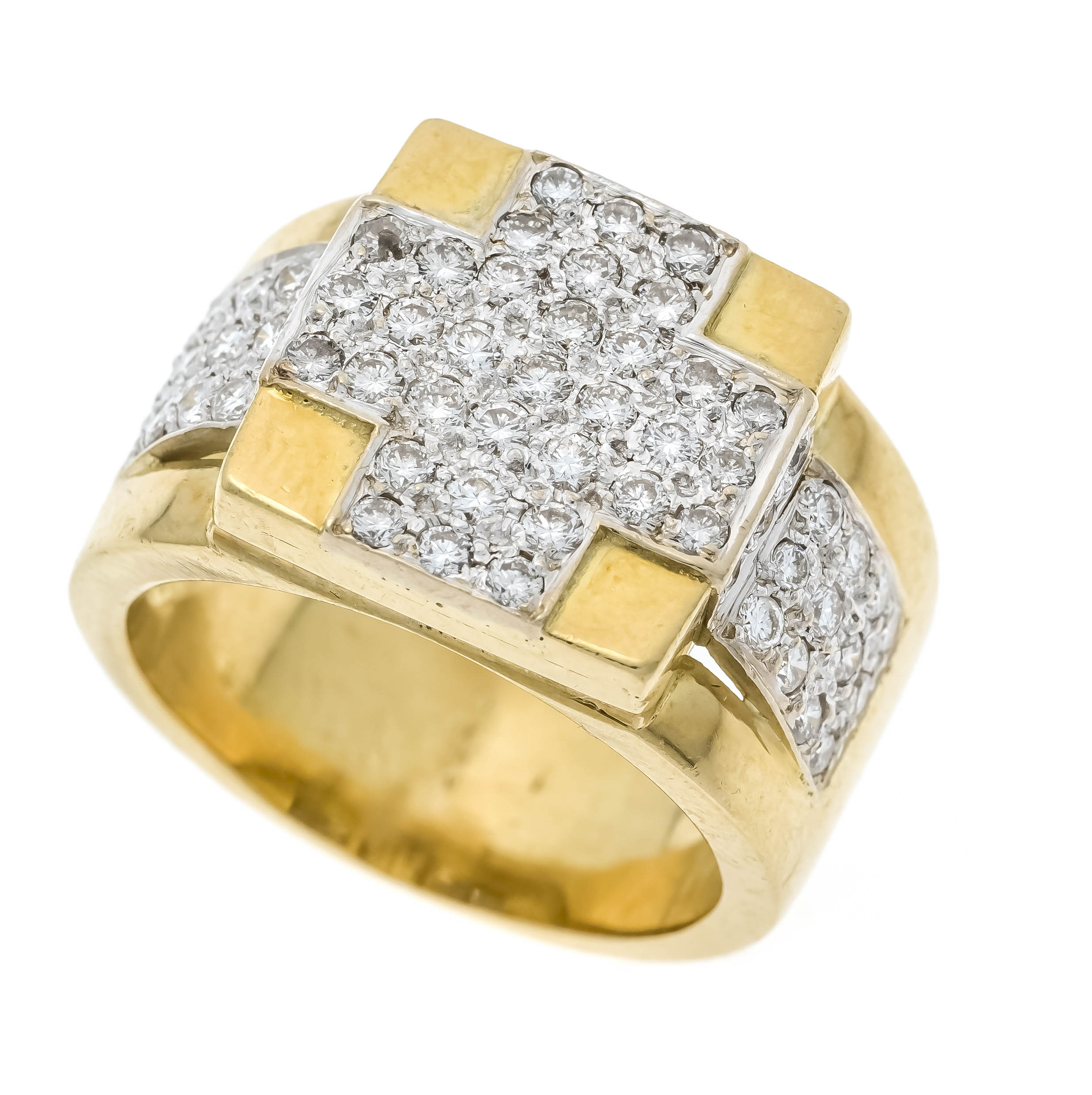 Diamond ring GG/WG 750/000 with 63 pavé-set brilliant-cut diamonds, total 1.00 ct W-tonedW/VS-PI,