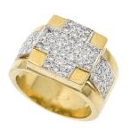 Diamond ring GG/WG 750/000 with 63 pavé-set brilliant-cut diamonds, total 1.00 ct W-tonedW/VS-PI,