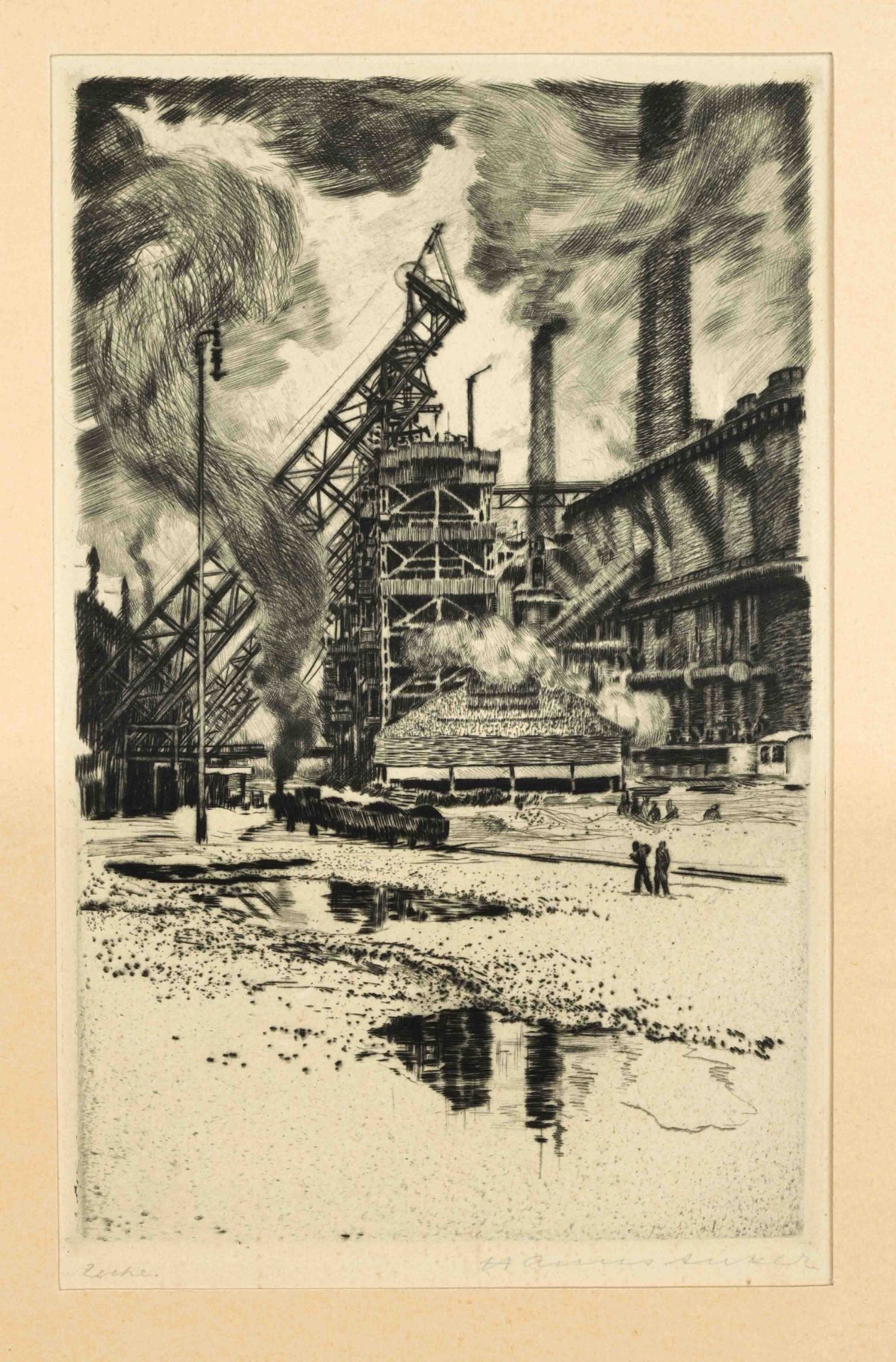 Hanns Anker (1873-1950), bundle of 11 etchings on industry and mining, each signed by hand, some - Image 2 of 4