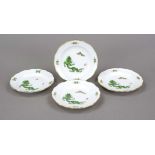 Four bread plates, Meissen, marks after 1934, Deputat, New Cut-out shape, green Ming dragon