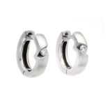 Brilliant hoop earrings WG 585/000 with 2 brilliant-cut diamonds, total 0.10 ct W/SI, l. 12.5 mm,