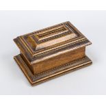 Money box in the shape of a casket, 19th century, walnut, l. 20 cm