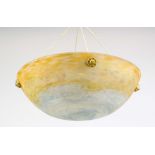 Large Daume ceiling lamp, France (Nancy) 1st half 20th century Large bowl of multicolored glass with