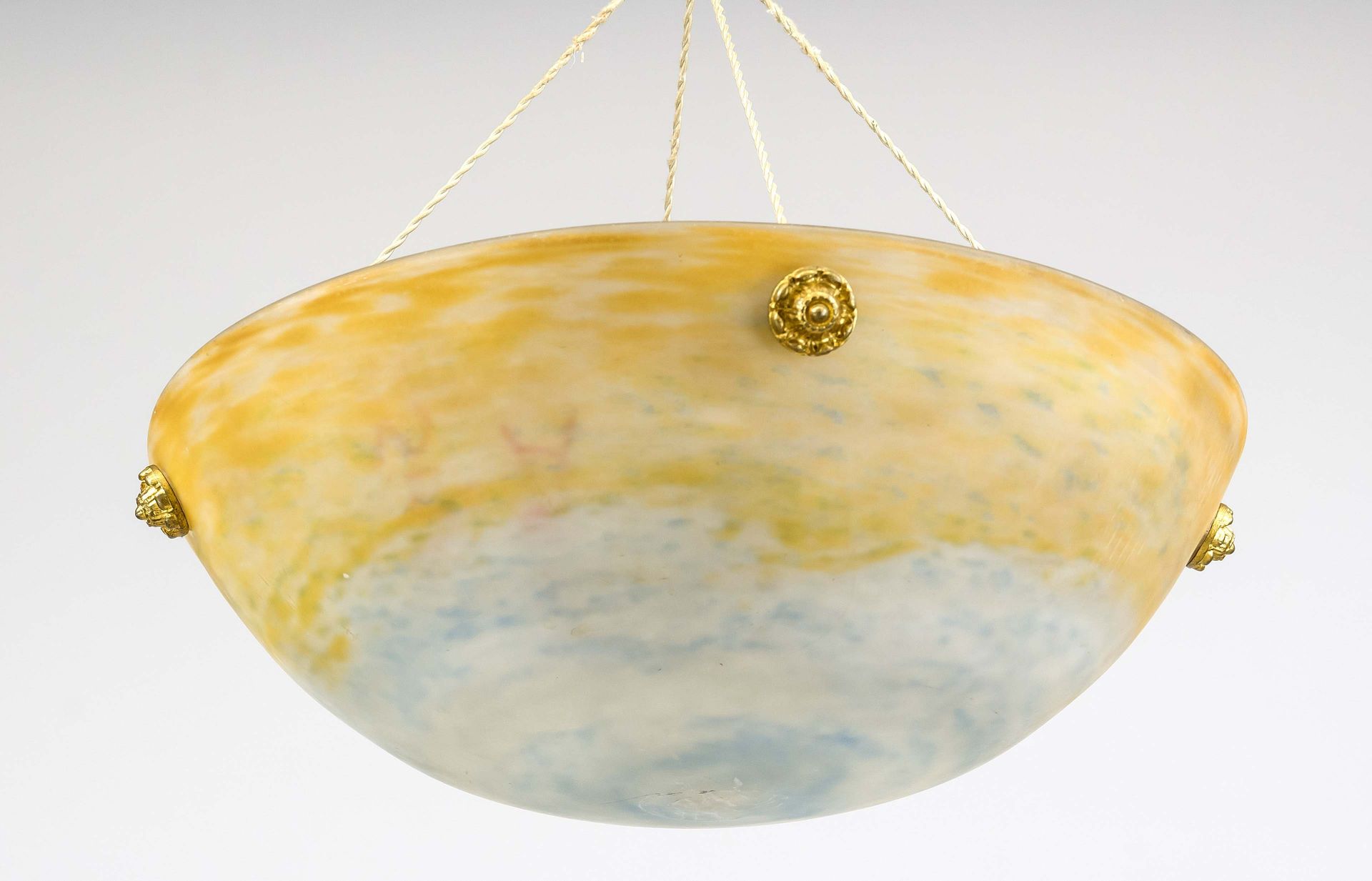 Large Daume ceiling lamp, France (Nancy) 1st half 20th century Large bowl of multicolored glass with