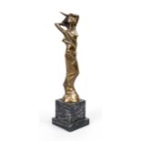 Anonymous sculptor, late 20th century, abstract female figure, patinated solid bronze, unsigned,