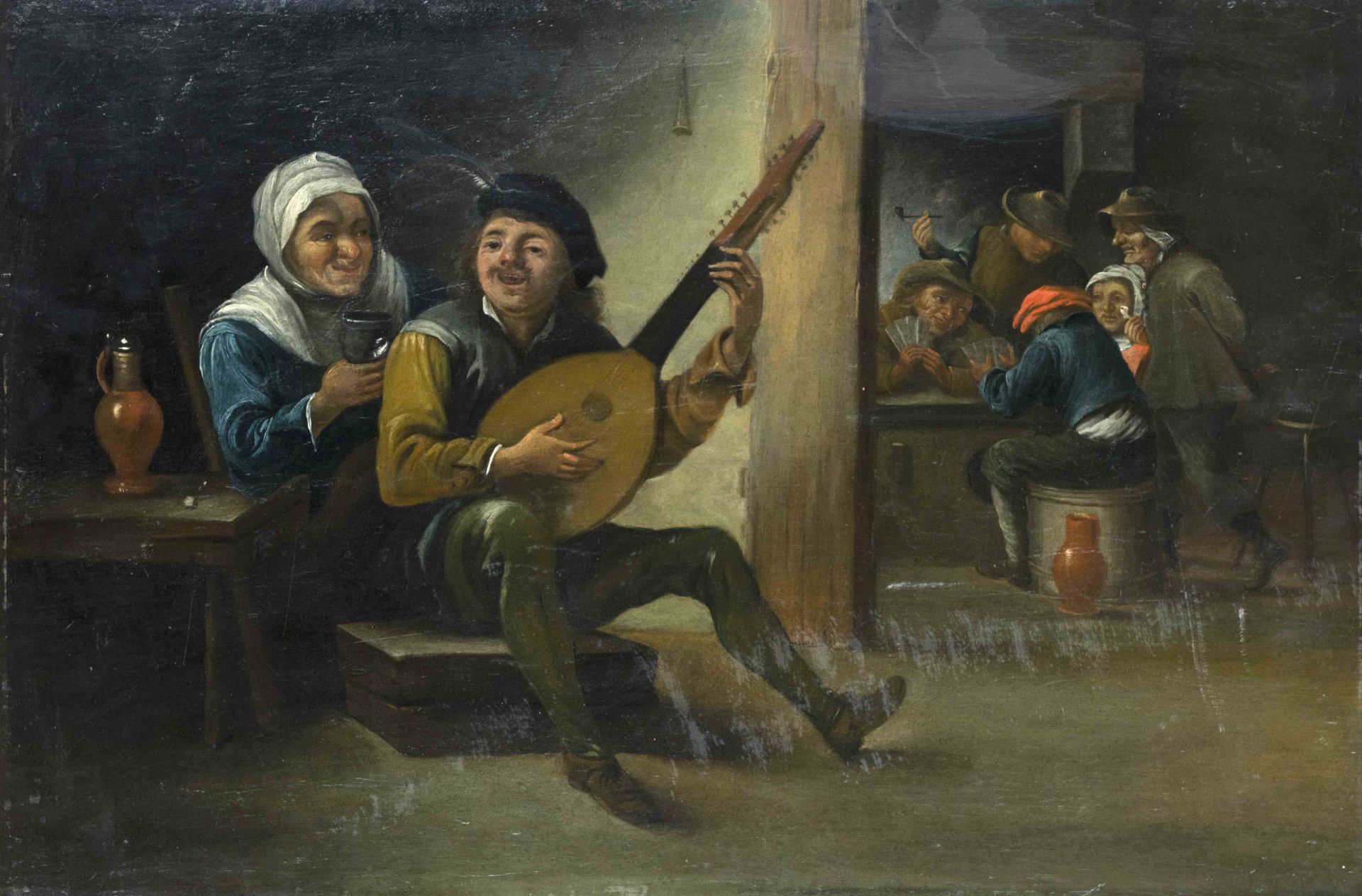 Dutch painter of the 18th/19th century, Tavern scene, copy after David Tenier the Younger, oil on