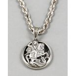 Round pendant, 20th century, silver 875/000, hallmark Jerusalem cross, open-worked, front with St.
