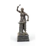 Julius Paul Schmidt-Felling (1835-1920), blacksmith, patinated bronze on a marble base, signed on