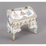 Miniature secretary, France, 19th century, faience, brush mark with windmill, light body with