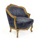 Louis Quinze style bergere, 19th century, carved and gilded beech wood, backrest with rocaille