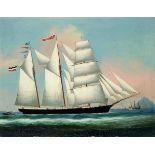 Anonymous Chinese marine painter of the 19th century, Captain's portrait of the schooner barque