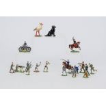 Mixed lot of pewter figures, 1st half 20th century, flat figures painted in color, probably