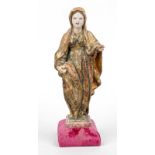 Madonna with blessing gesture, probably c. 1600, carved wood in full relief, polychrome painted