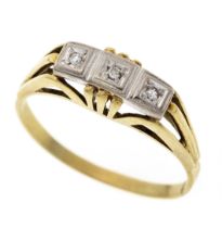 Riviére diamond ring GG/WG 585/000 with 3 octagonal diamonds, total 0.03 ct W/SI, RG 62, 2.8