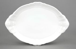 Oval tray, KPM Berlin, mark 1962-92, 2nd choice, rocaille shape, white, l. 48 cm