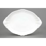 Oval tray, KPM Berlin, mark 1962-92, 2nd choice, rocaille shape, white, l. 48 cm