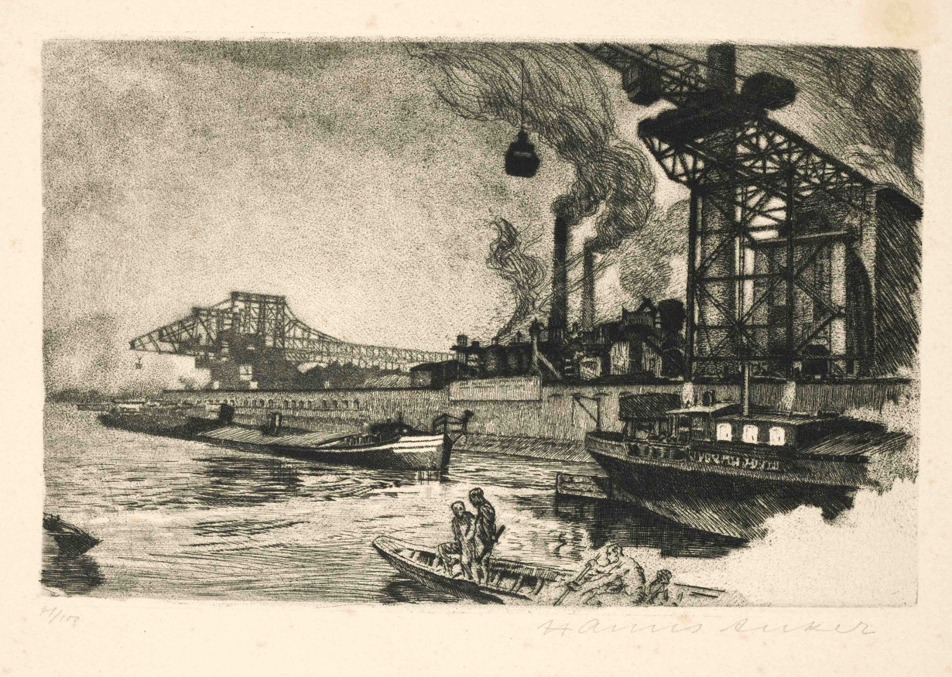 Hanns Anker (1873-1950), bundle of 11 etchings on industry and mining, each signed by hand, some