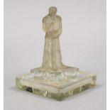 Glass artist 1st half 20th century, square, shallow bowl with sculptural figure of a glassblower,