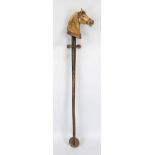 Hobby horse (Hobby Horsing), late 19th century, wooden shaft with turned handles, horse's head