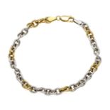 Bicolor bracelet platinum 950/000 and GG 750/000 w. 5.5 mm, with lobster clasp, l. 19.5 cm, 8.3 g