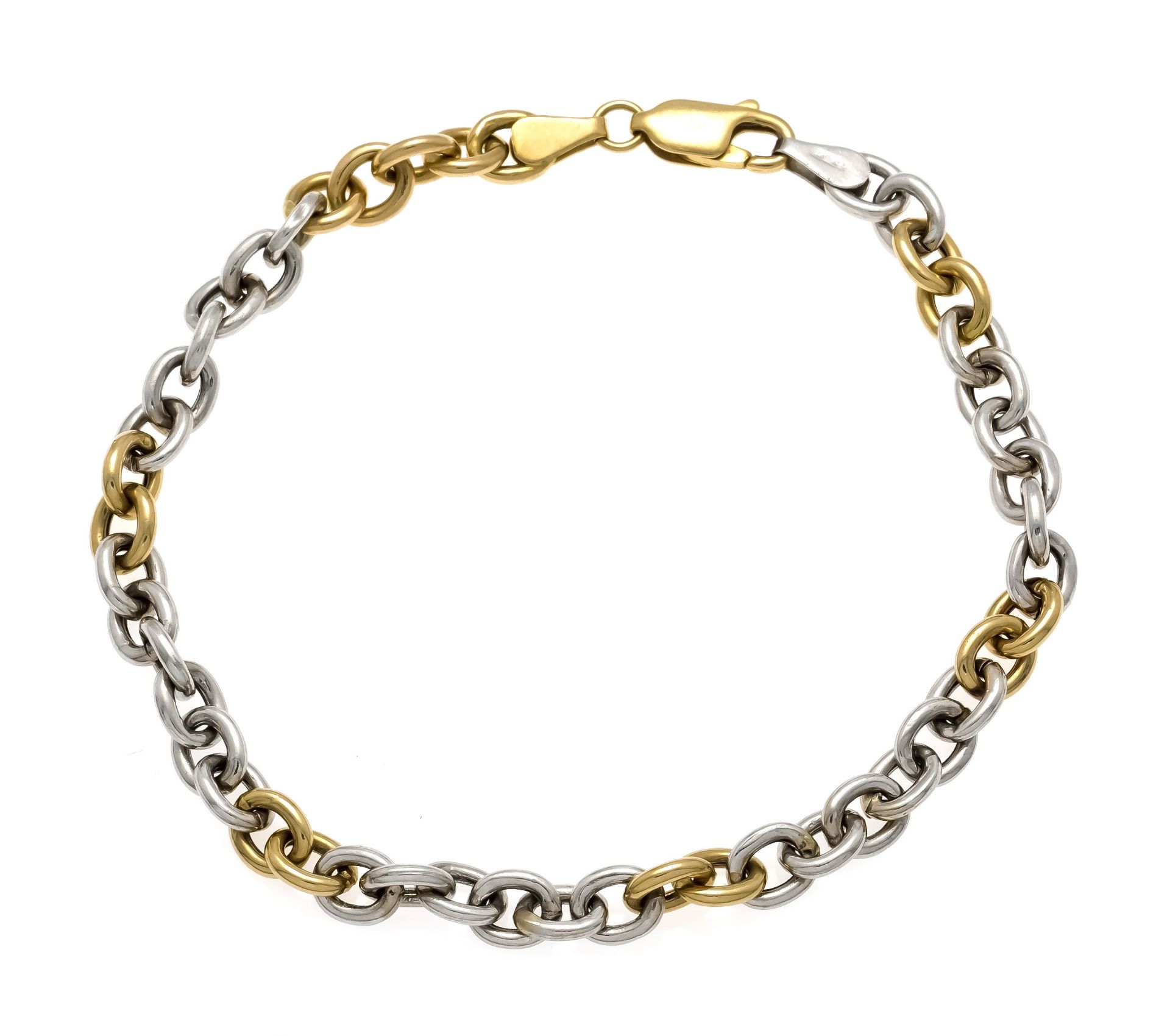 Bicolor bracelet platinum 950/000 and GG 750/000 w. 5.5 mm, with lobster clasp, l. 19.5 cm, 8.3 g