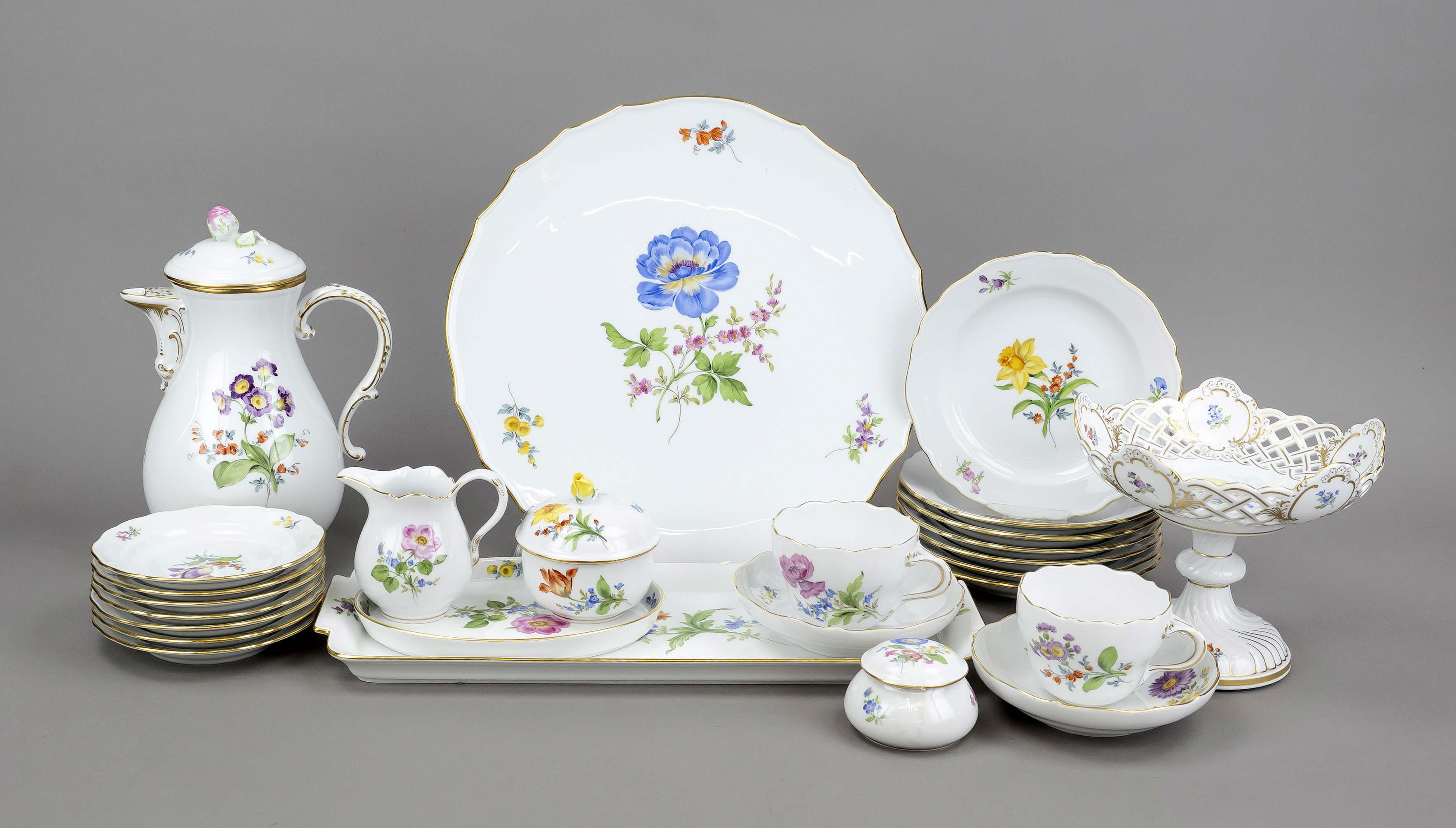 Coffee service for at least 6 persons, 35 pcs, Meissen, mark after 1934, 1st choice, new cut-out