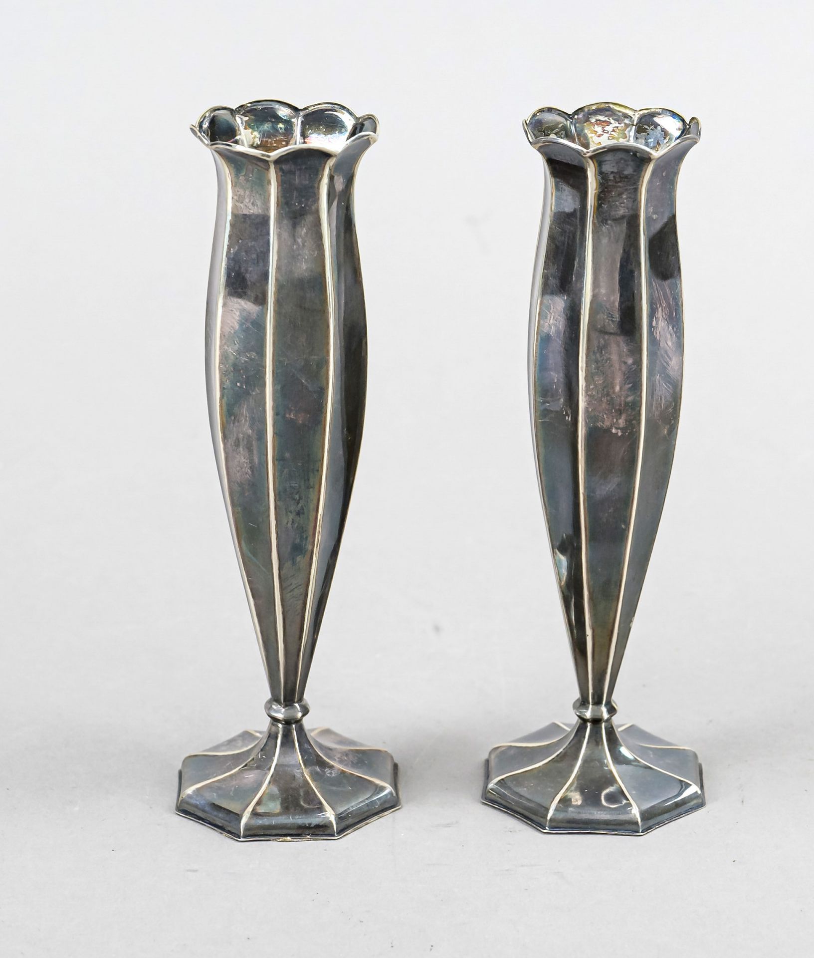 Pair of Art Nouveau vases, German, early 20th century, maker's mark Wilhelm Binder, Schwäbisch