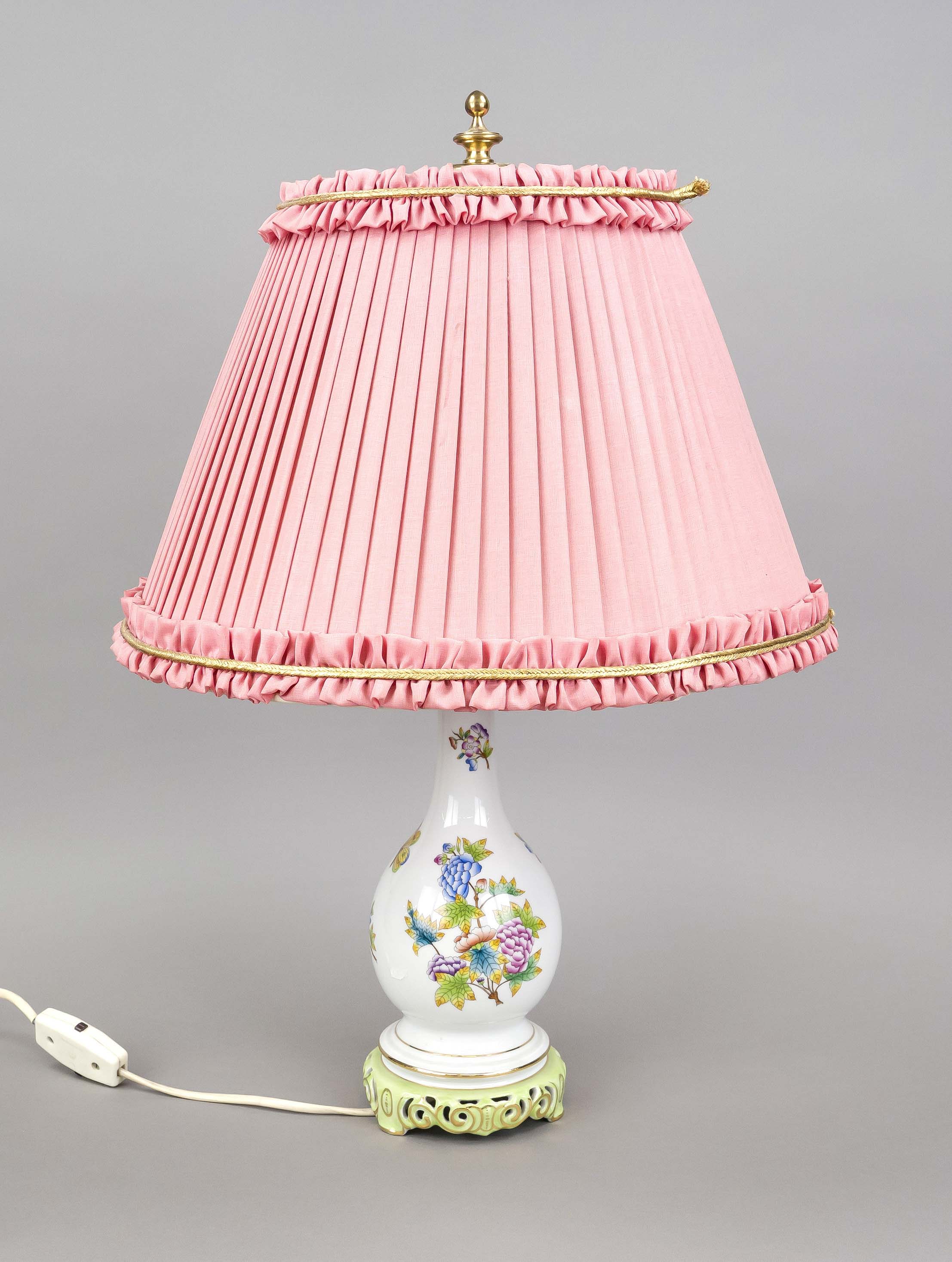 Table lamp, Herend, Hungary, 20th century, baluster vase as lamp base, on openwork stand, Victoria - Image 2 of 2