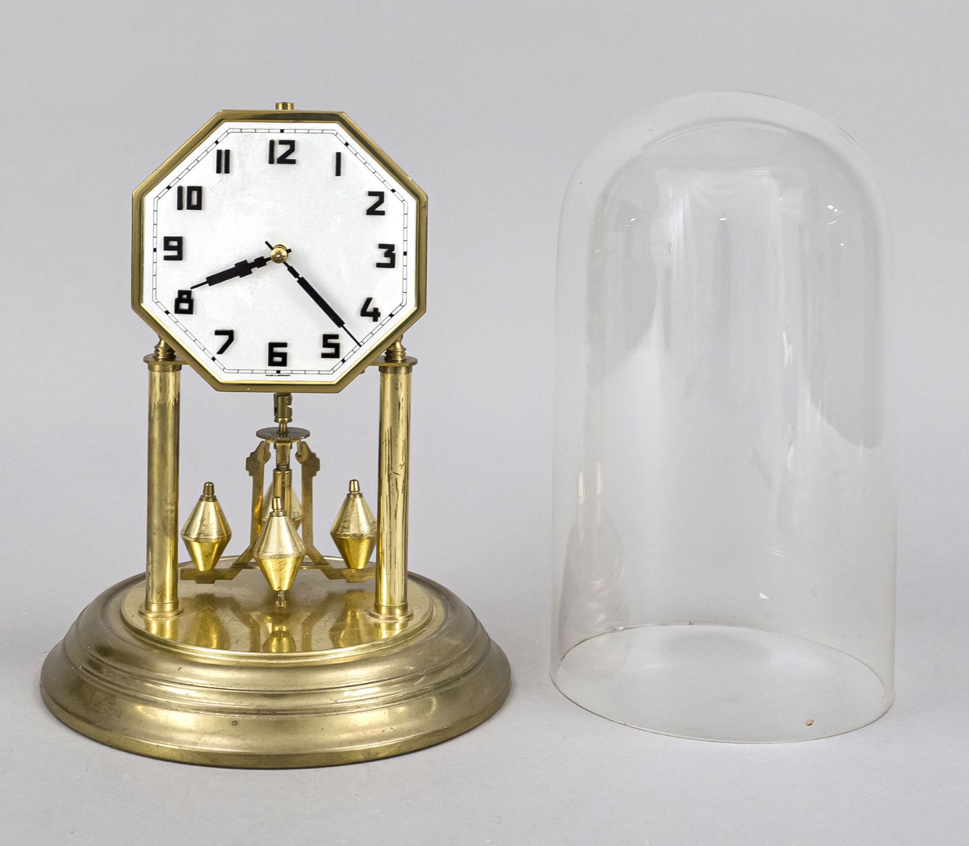 Annual clock, revolving pendulum clock, Art Deco', c. 1920, gilt brass, silvered dial with black - Image 2 of 2