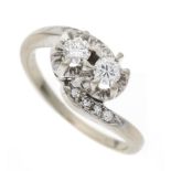Brilliant ring WG 750/000 with 2 brilliant-cut diamonds, total 0.28 ct W/VS and 8 round faceted
