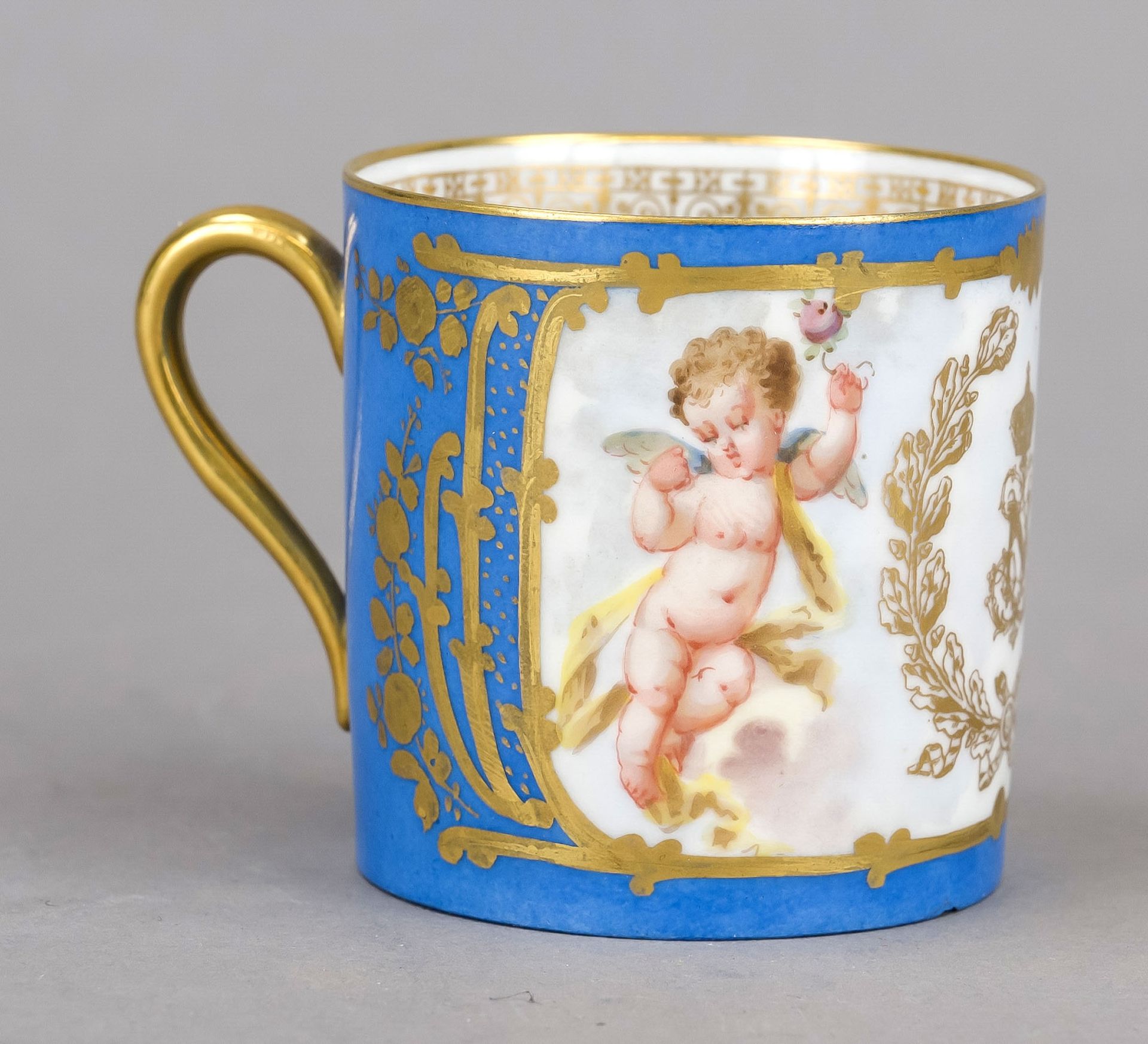 Cup and saucer, Sevres, c. 1850-1870, cylindrical cup so-called Goblet Litron with saucer, - Image 2 of 2