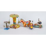 5 x tin toy with winding mechanism, 20th century, color painted tin, h. up to 17 cm