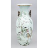 Famille Rose baluster vase, China, Republic period. Decorated with a multi-figure garden scene