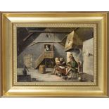 Anonymous artist of the 19th century, Inn scene in the style of the Dutch of the 17th century, oil