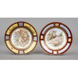 Pair of picture plates, Thuringia, 20th century, the mirror with decorative scenes with cupids,