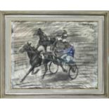 signed B. Nauman, mid-20th century, Trotting, color chalk on laid paper, signed and dated (19)55