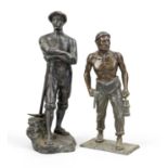 Unidentified sculptor 1st half of the 20th century, miner with pickaxe, dark patinated bronze,