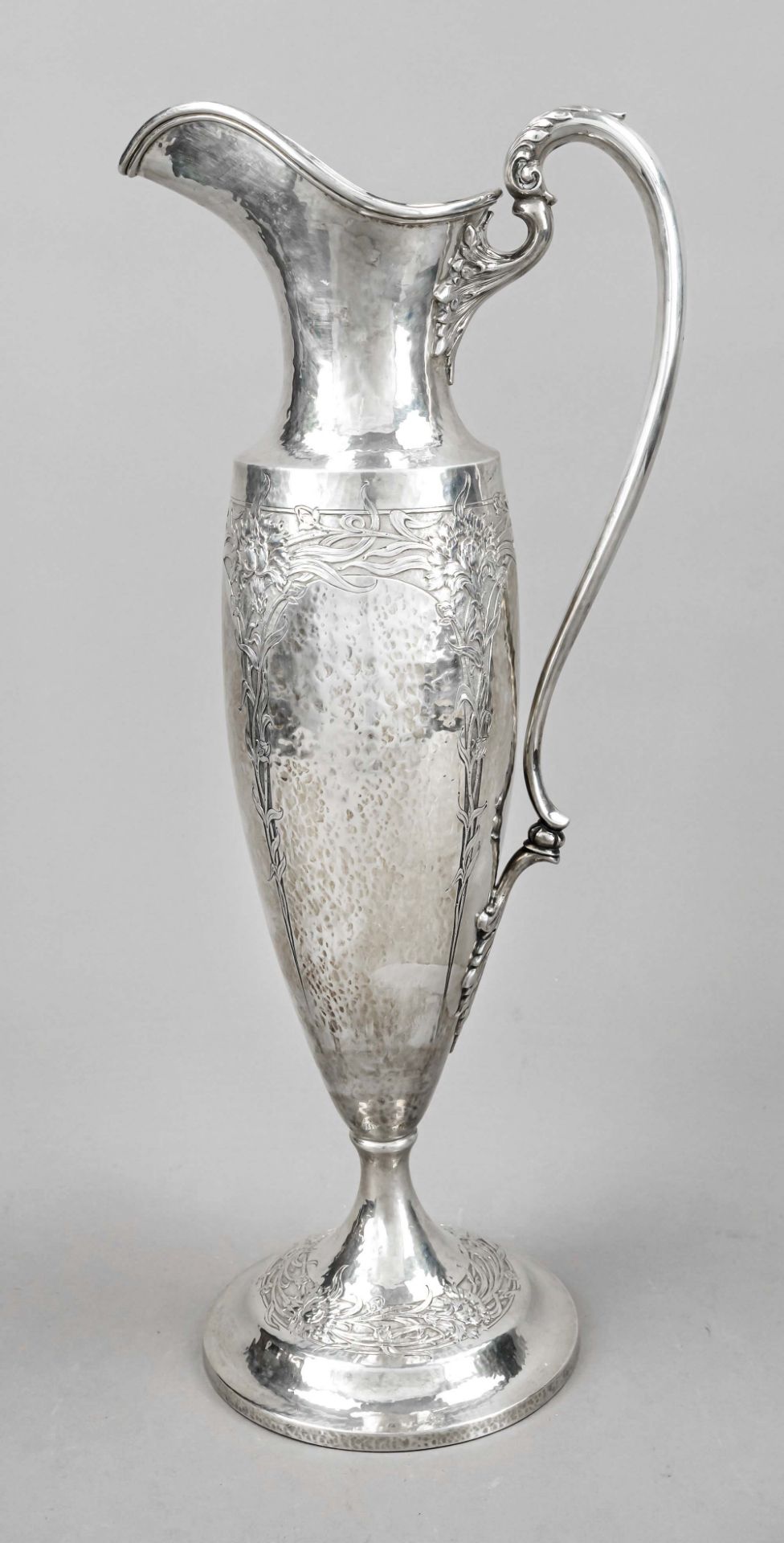 Tall jug, probably USA, early 20th century, sterling silver 925/000, round, domed base, slender