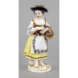 Gardener's girl with flower basket, Meissen, after 1973, 1st choice, designed by Johann Joachim