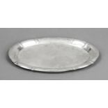 Oval tray, German, 20th century, silver 800/000, hollowed form, flag with vertical structure, l.