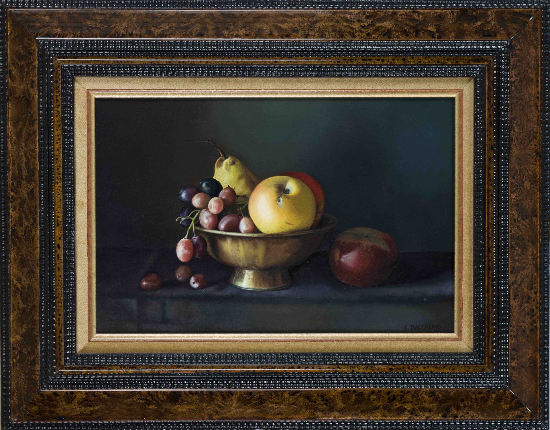 Frédéric Baccalino (*1962), Italian painter of naturalistic still lifes, here a still life with a
