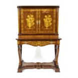 Decorative inlaid writing cabinet in the style of the Italian ebenist Giovanni Battista Gatti,