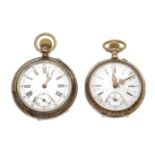 Two pocket watches to be restored, silver 800/000, diameter 45 and 48mm, height 15mm, both not